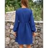 imageBTFBM Womens Casual Short Dress 2025 Bow Tie Front Puff Long Sleeve Button A Line Cute Y2K Going Out Dresses PocketsRoyal Blue