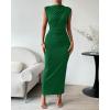 imageBTFBM Womens Ruched Bodycon Dress Summer Casual Sleeveless Back Slit Elegant Club Evening Party Cocktail Maxi DressesBright Green