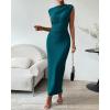 imageBTFBM Womens Ruched Bodycon Dress Summer Casual Sleeveless Back Slit Elegant Club Evening Party Cocktail Maxi DressesDark Blue
