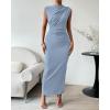 imageBTFBM Womens Ruched Bodycon Dress Summer Casual Sleeveless Back Slit Elegant Club Evening Party Cocktail Maxi DressesLight Blue