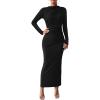 imageBTFBM Women Bodycon Maxi Dress Long Sleeve Back Slit Ruched Elegant Party Cocktail Formal Fall Wedding Guest DressesBlack