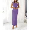 imageBTFBM Women 2025 Summer One Shoulder Bodycon Ruched Maxi Dresses Slit Mesh Long Formal Cocktail Wedding Guest DressGrey Purple