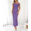 imageBTFBM Women 2025 Summer One Shoulder Bodycon Ruched Maxi Dresses Slit Mesh Long Formal Cocktail Wedding Guest DressGrey Purple