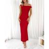 imageBTFBM Women 2025 Summer One Shoulder Bodycon Ruched Maxi Dresses Slit Mesh Long Formal Cocktail Wedding Guest DressRed