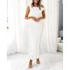 imageBTFBM Women 2025 Summer One Shoulder Bodycon Ruched Maxi Dresses Slit Mesh Long Formal Cocktail Wedding Guest DressWhite
