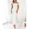 imageBTFBM Women 2025 Summer One Shoulder Bodycon Ruched Maxi Dresses Slit Mesh Long Formal Cocktail Wedding Guest DressWhite