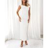imageBTFBM Women 2025 Summer One Shoulder Bodycon Ruched Maxi Dresses Slit Mesh Long Formal Cocktail Wedding Guest DressWhite