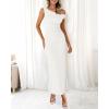 imageBTFBM Women 2025 Summer One Shoulder Bodycon Ruched Maxi Dresses Slit Mesh Long Formal Cocktail Wedding Guest DressWhite