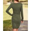 imageBTFBM Women Elegant Ruched Bodycon Dress 2025 Spring Long Sleeve Wrap Front Casual Basic Fitted Going Out Short DressesArmy Green