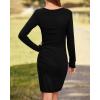 imageBTFBM Women Elegant Ruched Bodycon Dress 2025 Spring Long Sleeve Wrap Front Casual Basic Fitted Going Out Short DressesBlack