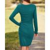 imageBTFBM Women Elegant Ruched Bodycon Dress 2025 Spring Long Sleeve Wrap Front Casual Basic Fitted Going Out Short DressesBlue Green