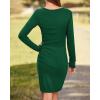 imageBTFBM Women Elegant Ruched Bodycon Dress 2025 Spring Long Sleeve Wrap Front Casual Basic Fitted Going Out Short DressesBright Green