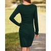 imageBTFBM Women Elegant Ruched Bodycon Dress 2025 Spring Long Sleeve Wrap Front Casual Basic Fitted Going Out Short DressesDark Green