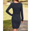 imageBTFBM Women Elegant Ruched Bodycon Dress 2025 Spring Long Sleeve Wrap Front Casual Basic Fitted Going Out Short DressesDark Grey