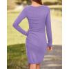 imageBTFBM Women Elegant Ruched Bodycon Dress 2025 Spring Long Sleeve Wrap Front Casual Basic Fitted Going Out Short DressesLight Purple