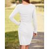 imageBTFBM Women Elegant Ruched Bodycon Dress 2025 Spring Long Sleeve Wrap Front Casual Basic Fitted Going Out Short DressesWhite