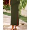 imageBTFBM Women Maxi Bodycon Dresses Square Neck Sleeveless Contrast Binding Split Cocktail Party Club Tank Long Dress 2025Solid Army Green