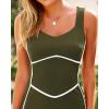 imageBTFBM Women Maxi Bodycon Dresses Square Neck Sleeveless Contrast Binding Split Cocktail Party Club Tank Long Dress 2025Solid Army Green