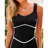 imageBTFBM Women Maxi Bodycon Dresses Square Neck Sleeveless Contrast Binding Split Cocktail Party Club Tank Long Dress 2025Solid Black