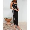 imageBTFBM Women Maxi Bodycon Dresses Square Neck Sleeveless Contrast Binding Split Cocktail Party Club Tank Long Dress 2025Solid Black