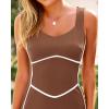 imageBTFBM Women Maxi Bodycon Dresses Square Neck Sleeveless Contrast Binding Split Cocktail Party Club Tank Long Dress 2025Solid Coffee