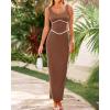 imageBTFBM Women Maxi Bodycon Dresses Square Neck Sleeveless Contrast Binding Split Cocktail Party Club Tank Long Dress 2025Solid Coffee