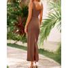 imageBTFBM Women Maxi Bodycon Dresses Square Neck Sleeveless Contrast Binding Split Cocktail Party Club Tank Long Dress 2025Solid Coffee