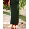 imageBTFBM Women Maxi Bodycon Dresses Square Neck Sleeveless Contrast Binding Split Cocktail Party Club Tank Long Dress 2025Solid Dark Green