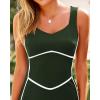 imageBTFBM Women Maxi Bodycon Dresses Square Neck Sleeveless Contrast Binding Split Cocktail Party Club Tank Long Dress 2025Solid Dark Green