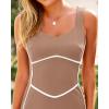 imageBTFBM Women Maxi Bodycon Dresses Square Neck Sleeveless Contrast Binding Split Cocktail Party Club Tank Long Dress 2025Solid Khaki