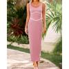 imageBTFBM Women Maxi Bodycon Dresses Square Neck Sleeveless Contrast Binding Split Cocktail Party Club Tank Long Dress 2025Solid Light Pink
