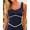 imageBTFBM Women Maxi Bodycon Dresses Square Neck Sleeveless Contrast Binding Split Cocktail Party Club Tank Long Dress 2025Solid Navy