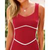 imageBTFBM Women Maxi Bodycon Dresses Square Neck Sleeveless Contrast Binding Split Cocktail Party Club Tank Long Dress 2025Solid Red