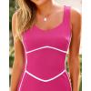 imageBTFBM Women Maxi Bodycon Dresses Square Neck Sleeveless Contrast Binding Split Cocktail Party Club Tank Long Dress 2025Solid Rose Red