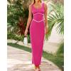 imageBTFBM Women Maxi Bodycon Dresses Square Neck Sleeveless Contrast Binding Split Cocktail Party Club Tank Long Dress 2025Solid Rose Red