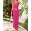 imageBTFBM Women Maxi Bodycon Dresses Square Neck Sleeveless Contrast Binding Split Cocktail Party Club Tank Long Dress 2025Solid Rose Red