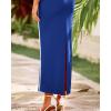 imageBTFBM Women Maxi Bodycon Dresses Square Neck Sleeveless Contrast Binding Split Cocktail Party Club Tank Long Dress 2025Solid Royal Blue