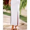 imageBTFBM Women Maxi Bodycon Dresses Square Neck Sleeveless Contrast Binding Split Cocktail Party Club Tank Long Dress 2025Solid White