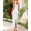 imageBTFBM Women Maxi Bodycon Dresses Square Neck Sleeveless Contrast Binding Split Cocktail Party Club Tank Long Dress 2025Solid White