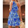 imageBTFBM Women One Shoulder Summer Dresses 2025 Floral Sundress High Waist Flowy A Line Mini Beach Wedding Guest DressFloral Blue White