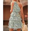 imageBTFBM Women One Shoulder Summer Dresses 2025 Floral Sundress High Waist Flowy A Line Mini Beach Wedding Guest DressFloral Green