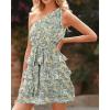 imageBTFBM Women One Shoulder Summer Dresses 2025 Floral Sundress High Waist Flowy A Line Mini Beach Wedding Guest DressFloral Green