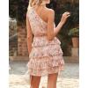 imageBTFBM Women One Shoulder Summer Dresses 2025 Floral Sundress High Waist Flowy A Line Mini Beach Wedding Guest DressFloral Pink