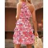 imageBTFBM Women One Shoulder Summer Dresses 2025 Floral Sundress High Waist Flowy A Line Mini Beach Wedding Guest DressFloral Pink White