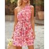imageBTFBM Women One Shoulder Summer Dresses 2025 Floral Sundress High Waist Flowy A Line Mini Beach Wedding Guest DressFloral Pink White
