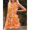 imageBTFBM Women One Shoulder Summer Dresses 2025 Floral Sundress High Waist Flowy A Line Mini Beach Wedding Guest DressFloral Yellow White