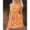 imageBTFBM Women One Shoulder Summer Dresses 2025 Floral Sundress High Waist Flowy A Line Mini Beach Wedding Guest DressFloral Yellow White