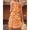 imageBTFBM Women One Shoulder Summer Dresses 2025 Floral Sundress High Waist Flowy A Line Mini Beach Wedding Guest DressFloral Yellow White
