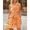 imageBTFBM Women One Shoulder Summer Dresses 2025 Floral Sundress High Waist Flowy A Line Mini Beach Wedding Guest DressFloral Yellow White