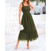 imageBTFBM Womens 2025 Summer Midi Dress Casual Sleeveless Square Neck Smocked Ruffle Tulle Party Wedding Guest DressesArmy Green